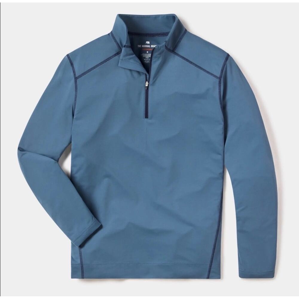 The Normal Brand Blue Seam Performance 1/2 Zip Athlesuire Activewear | Sz Small - Picture 2 of 10